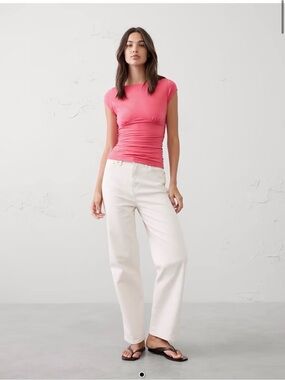 Banana Republic Factory Soft Stretch Shirred Boatneck Top